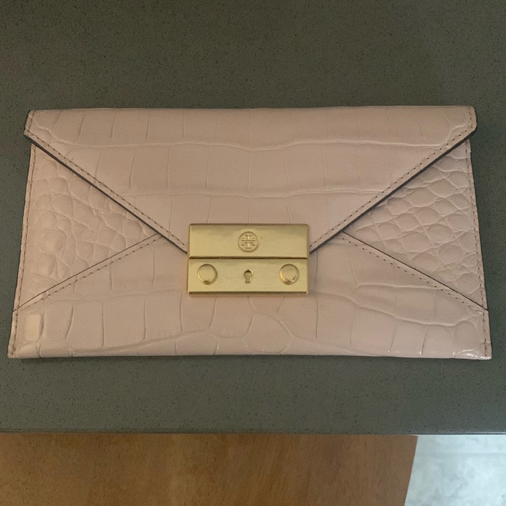 Tory Burch Pink Alligator Crocodile Juliette Wallet
